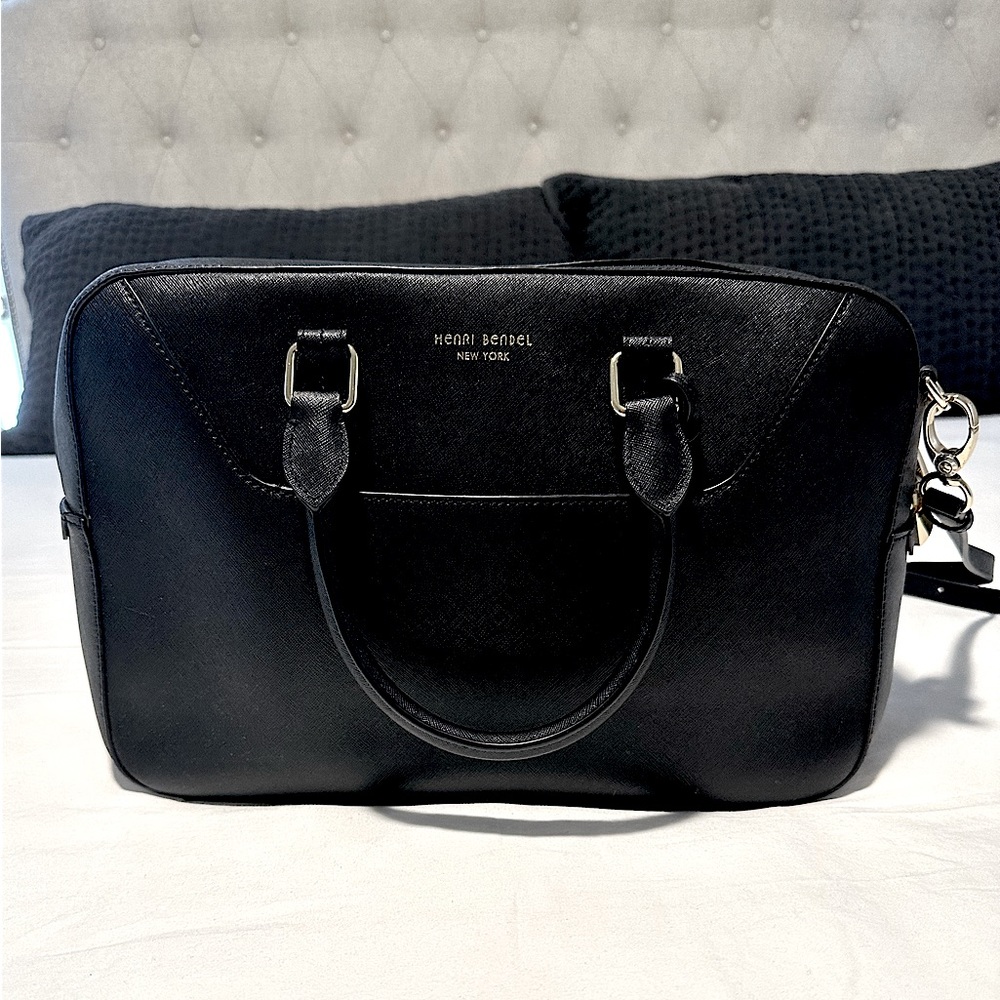 Henri Bendel Black Leather Laptop Bag